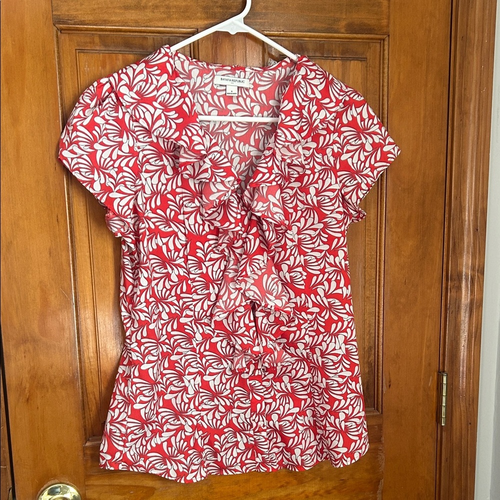 Banana Republic Factory Print Ruffle Blouse